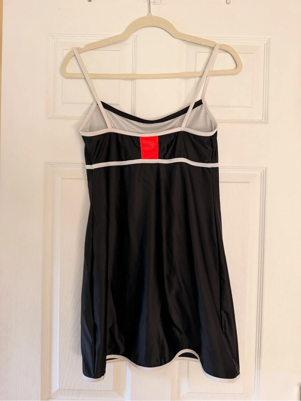 Vintage Nike Black Athletic Dress with Red Center Panel and White Trim